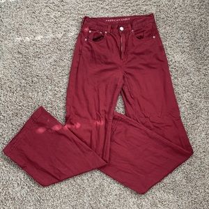 American Eagle wide leg/high waist deep red jeans